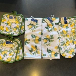 Lemon lovers 100% cotton  7 PC kitchen linen set brand new